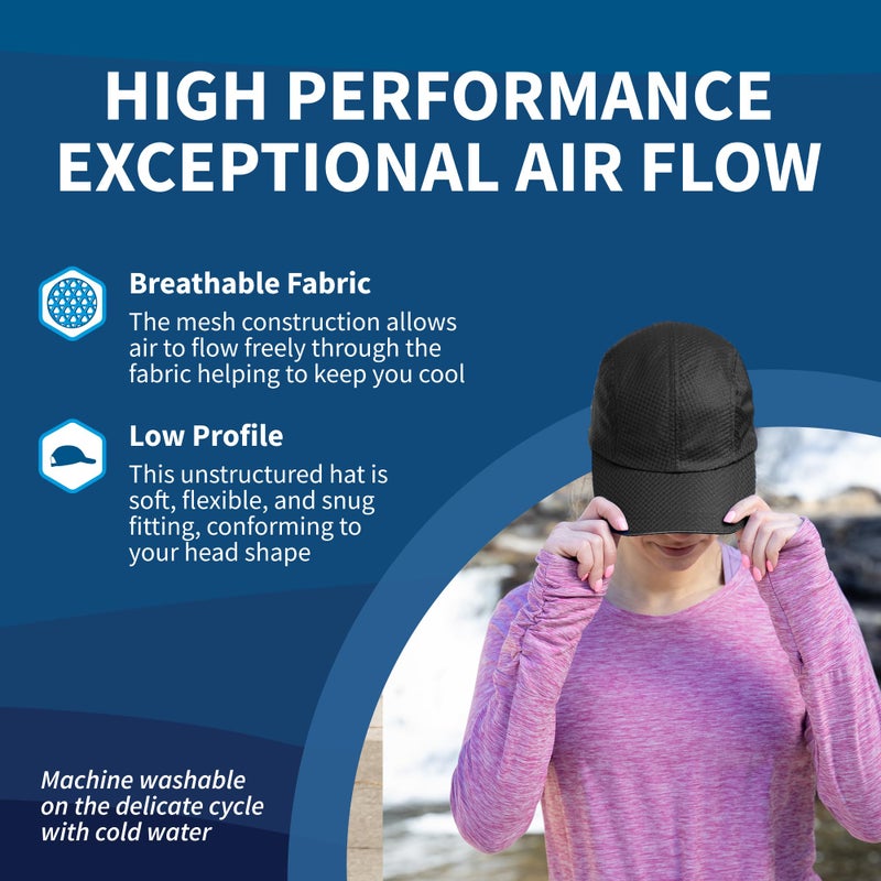 TrailHeads Women's Race Day Performance Running Cap, Lightweight & Quick Drying Mesh Sports Hat with Reflective Trim - Black - Image 5